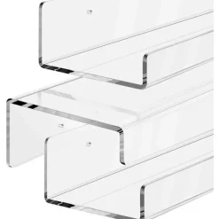 Robuste, klare akryl flydende hylder, Grade-A akryl vægmonterede hylder, nem installation for en moderne krystaludstilling i dit opholdsrum (3