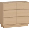 Rootz 100 cm Skænk Buffetskab – Opbevaringskommode, Kommode – 6 skuffer, Sikkerhedsafrundede kanter, Brun, 100x38x86 cm til hjemmet