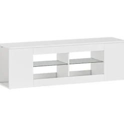 Rootz 140 cm TV-stander - TV-skab - Underholdningskonsol - Opbevaringsorganisator - Lyser rummet - Hvid spånplade - 140x35x42,5 cm