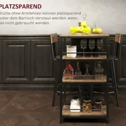 Rootz 3 -delt spisesæt med barbord - lille køkkensæt - rumbesparende spisning - ekstra opbevaring, 90 x 50 x 90,5 cm bord, 36 x 47 x 91 cm stole