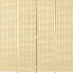 Rootz 4 -delt værelse Divider - Privatlivsskærm - Foldbar partition - Natural Bambus - 180 cm x 180 cm - Let opbevaring til stue, soveværelse