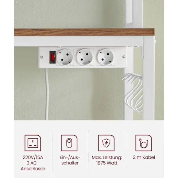 Rootz 5 etagers kagerol - Valnød Brun-Hvid - Spånpladestål - Opbevaringsorganer - Robust konstruktion - Nem montering - 40cm x 60cm x 170cm