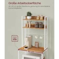 Rootz 5 etagers kagerol - Valnød Brun-Hvid - Spånpladestål - Opbevaringsorganer - Robust konstruktion - Nem montering - 40cm x 60cm x 170cm