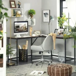 Rootz 2 Hjørneskrivebord - Arbejdsbord - Kontorbord - Skriveborde - Brun/Grå - Sort - 149 x 149 x 75 cm