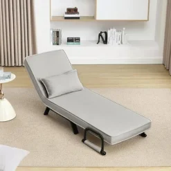 Rootz 3 i 1 Sleep Armchair - Convertible stol - Justerbar hvilestol - Rumbesparende - Linnegrå - 65 x 78 x 75 cm