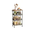 Rootz 4 Level Trotering Trolley - Kitchen Cart - Smal Niche Shelf - Vintage Brown Black - Rumbesparende design - 22 x 45,4 x 77 cm
