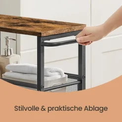 Rootz 4 Level Trotering Trolley - Kitchen Cart - Smal Niche Shelf - Vintage Brown Black - Rumbesparende design - 22 x 45,4 x 77 cm