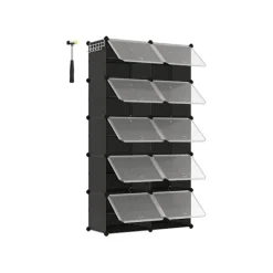 Rootz 10 rum sort opbevaringshylde - Organiseringsstativ - Plastikhylder - ABS-plastik - Stålramme - 32cm x 165cm x 125cm