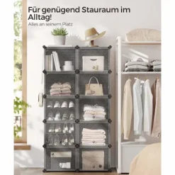Rootz 10 rum sort opbevaringshylde - Organiseringsstativ - Plastikhylder - ABS-plastik - Stålramme - 32cm x 165cm x 125cm
