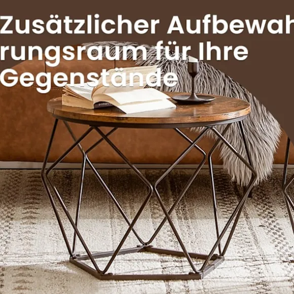 Rootz 2 Set sofaborde - Vintage sofaborde - Træspanelborde - Robust stålramme - 50 cm x 40 cm og 40 cm x 36 cm