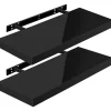 ROOTZ 2 SET Væghylde - Flydende hylde - Træplade - Fugtbestandig - 60x22.9x3.8 cm - Sort