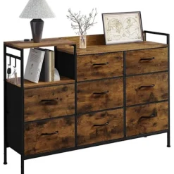 Rootz 8 skuffe bryst - kommode - opbevaringsenhed - vintage design - metalramme - øger opbevaring - 132 x 88 x 30 cm