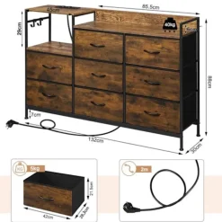 Rootz 8 skuffe bryst - kommode - opbevaringsenhed - vintage design - metalramme - øger opbevaring - 132 x 88 x 30 cm