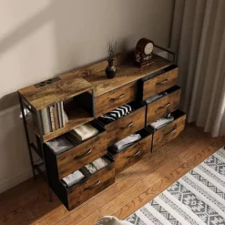 Rootz 8 skuffe bryst - kommode - opbevaringsenhed - vintage design - metalramme - øger opbevaring - 132 x 88 x 30 cm