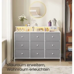 Rootz 9 Skuffekiste - Opbevaringsenhed - Kommode - LED -belysning - Rumbesparende - 33,5 x 114 x 84 cm