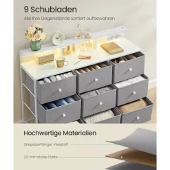 Rootz 9 Skuffekiste - Opbevaringsenhed - Kommode - LED -belysning - Rumbesparende - 33,5 x 114 x 84 cm