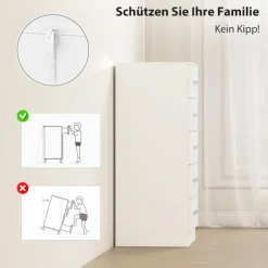 Rootz 5 skuffer kommode – Tøjopbevaringsenhed – Kommode, organisering – Pladsbesparende, moderne design – Hvid spånplade – 40x35x85cm