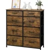 Rootz 8 skuffer stof kommode - Kommode - Opbevaringsorganisering - Letvægts - Robust - Vintage stil - 86 cm x 98 cm x 30 cm