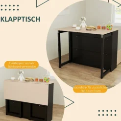 Rootz 3 -stykke Barset - Bar Table Set - Foldbart spisestue - 6 Opbevaringsrum - 116x70x89.5cm