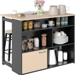 Rootz 3 -stykke Barset - Bar Table Set - Foldbart spisestue - 6 Opbevaringsrum - 116x70x89.5cm