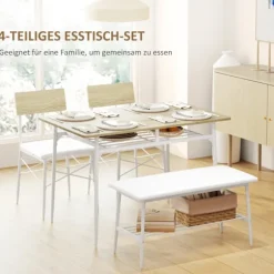 Rootz 4 -stykke spisebordssæt - køkkenbord - spisestue sæt - polstret komfort - 110W x 70d x 75H cm tabel, 40W x 50d x 80H cm stole