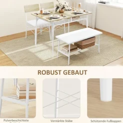 Rootz 4 -stykke spisebordssæt - køkkenbord - spisestue sæt - polstret komfort - 110W x 70d x 75H cm tabel, 40W x 50d x 80H cm stole