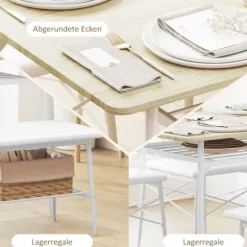 Rootz 4 -stykke spisebordssæt - køkkenbord - spisestue sæt - polstret komfort - 110W x 70d x 75H cm tabel, 40W x 50d x 80H cm stole