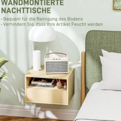 Rootz 2 -stykke væg Bedstabel sæt - natbord - Bedstabel - Rumbesparende design - 45 x 35 x 27,5 cm