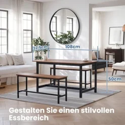 Rootz 2 stykker spisebænk sæt - køkkenbænke - spisestue bænke - robust jernramme - 108 cm x 32,5 cm x 50 cm