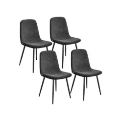 Rootz 4 stykker spisestol sæt - køkkenstole - sort sæde - max belastning 120 kg - 55 cm x 43,5 cm x 85,5 cm