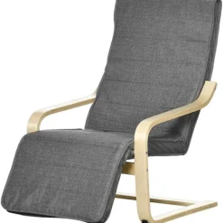 Rootz Accentstol - Afslapningsstol - hvilestol - Justerbar fodstøtte - Birk træ - 66,5 x 94 x 100 cm