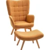 Rootz Accentstol med afføring - Afslapningsstol - Lounge lænestol - Ergonomisk komfort - 72 cm x 80 cm x 101 cm - Corduroy Look - Brun