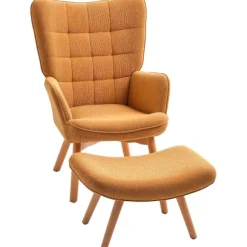 Rootz Accentstol med afføring - Afslapningsstol - Lounge lænestol - Ergonomisk komfort - 72 cm x 80 cm x 101 cm - Corduroy Look - Brun