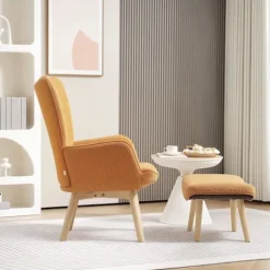 Rootz Accentstol med afføring - Afslapningsstol - Lounge lænestol - Ergonomisk komfort - 72 cm x 80 cm x 101 cm - Corduroy Look - Brun