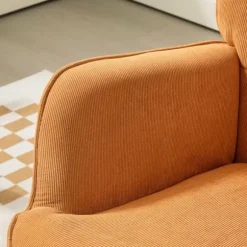 Rootz Accentstol med afføring - Afslapningsstol - Lounge lænestol - Ergonomisk komfort - 72 cm x 80 cm x 101 cm - Corduroy Look - Brun