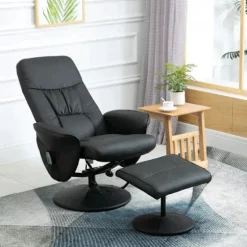 Rootz Afslapningsstol - Massagestol - Hvilestol - Ergonomisk stol - Afslapningsstol med fodskammel - Opbevaringsplads Hvilefunktion - TV-stol med mass | Fyndiq
