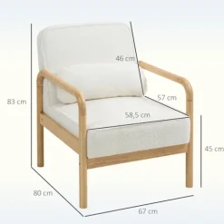 Rootz Akzentstuhl - Polstret stol - Moderne Lounge-sæder - Hvidt og brunt Bouclé-stof - Stabilt stel af gummitræ - 67 cm x 80 cm x 83 cm