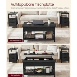 Rootz Antracit Grå-Sort Sofabord - Spånplade Stål - Stuebord - Moderne Bord - Robust konstruktion - 60cm x 100cm x 62cm