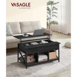 Rootz Antracit Grå-Sort Sofabord - Spånplade - Stål - Justerbar Højde - 60 cm x 100 cm x (48-62) cm - 27,8 kg - 91 kg Kapacitet