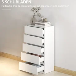 Rootz ATIDS skænk - Kommode - Opbevaringsenhed - 5 skuffer - Alsidigt hvidt design - 55cm x 34cm x 100cm