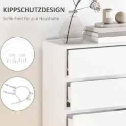 Rootz ATIDS skænk - Kommode - Opbevaringsenhed - 5 skuffer - Alsidigt hvidt design - 55cm x 34cm x 100cm