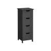Rootz badeværelse side skab - opbevaring bryst - 4 skuffe enhed - sort MDF - 30 x 30 x 82 cm