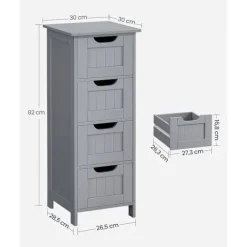 Rootz Badeværelsesmøbler - Opbevaringsskab - Organizer - MDF-plade - 30 cm x 30 cm x 82 cm - Mystic Grey - Monteringssæt - Anti-Tip-enhed - 90 kg Topb | Fyndiq