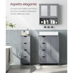 Rootz Badeværelsesmøbler - Opbevaringsskab - Organizer - MDF-plade - 30 cm x 30 cm x 82 cm - Mystic Grey - Monteringssæt - Anti-Tip-enhed - 90 kg Topb | Fyndiq
