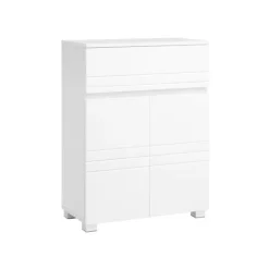 Rootz Badeværelsesskab - Hvid opbevaringsenhed - MDF-døre - Spånpladekrop - Justerbar hylde - Tippesikring - 60 cm x 30 cm x 80 cm