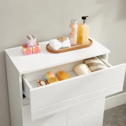 Rootz Badeværelsesskab - Hvid opbevaringsenhed - MDF-døre - Spånpladekrop - Justerbar hylde - Tippesikring - 60 cm x 30 cm x 80 cm