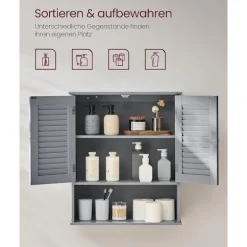 Rootz Badeværelsesskab - Opbevaringsenhed - Organizer - MDF-konstruktion - Mystical Grey - 30cm x 30cm x 82cm - Letvægts - Robust - Nem montering