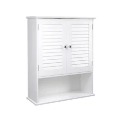 Rootz badeværelsesskab - Opbevaringsskab - Hygiejneorganisering - Hvid MDF - 60 cm x 20 cm x 70 cm - Åbent rum - Justerbar hylde - Forkromede knopper | Fyndiq
