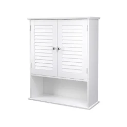 Rootz badeværelsesskab - Opbevaringsskab - Hygiejneorganisering - Hvid MDF - 60 cm x 20 cm x 70 cm - Åbent rum - Justerbar hylde - Forkromede knopper | Fyndiq