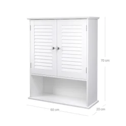 Rootz badeværelsesskab - Opbevaringsskab - Hygiejneorganisering - Hvid MDF - 60 cm x 20 cm x 70 cm - Åbent rum - Justerbar hylde - Forkromede knopper | Fyndiq